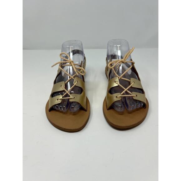 Ana Capri Women's Gladiator Metallic Gold Sandals Flats Size 37 US 6.5 - Picture 1 of 13